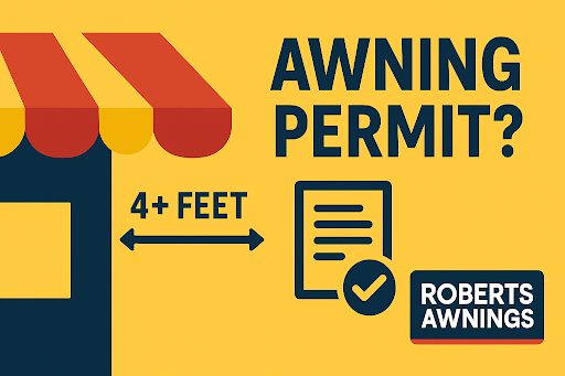 Graphic explaining that awnings projecting 4 feet or more need a Chesterfield County permit